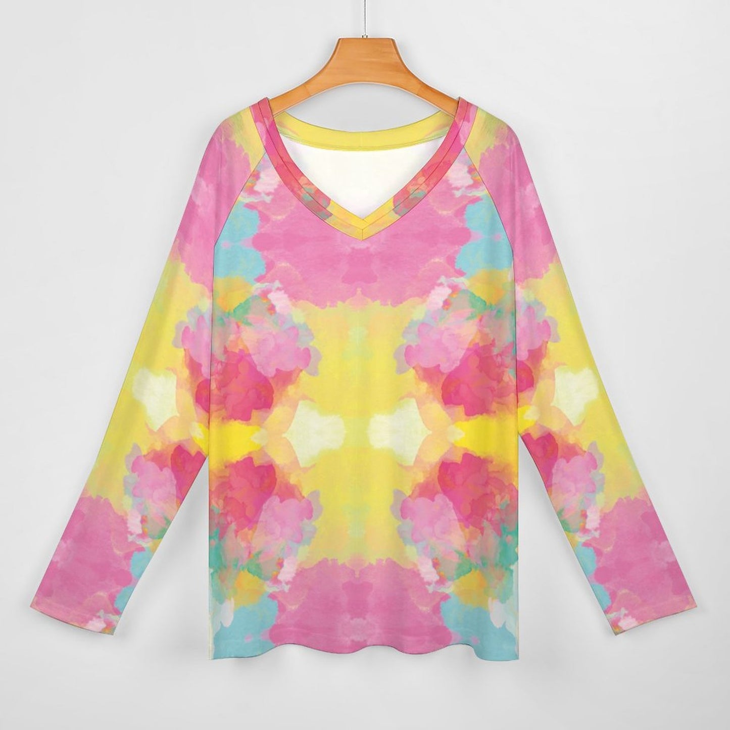 V-neck Loose Long Sleeve T-shirt