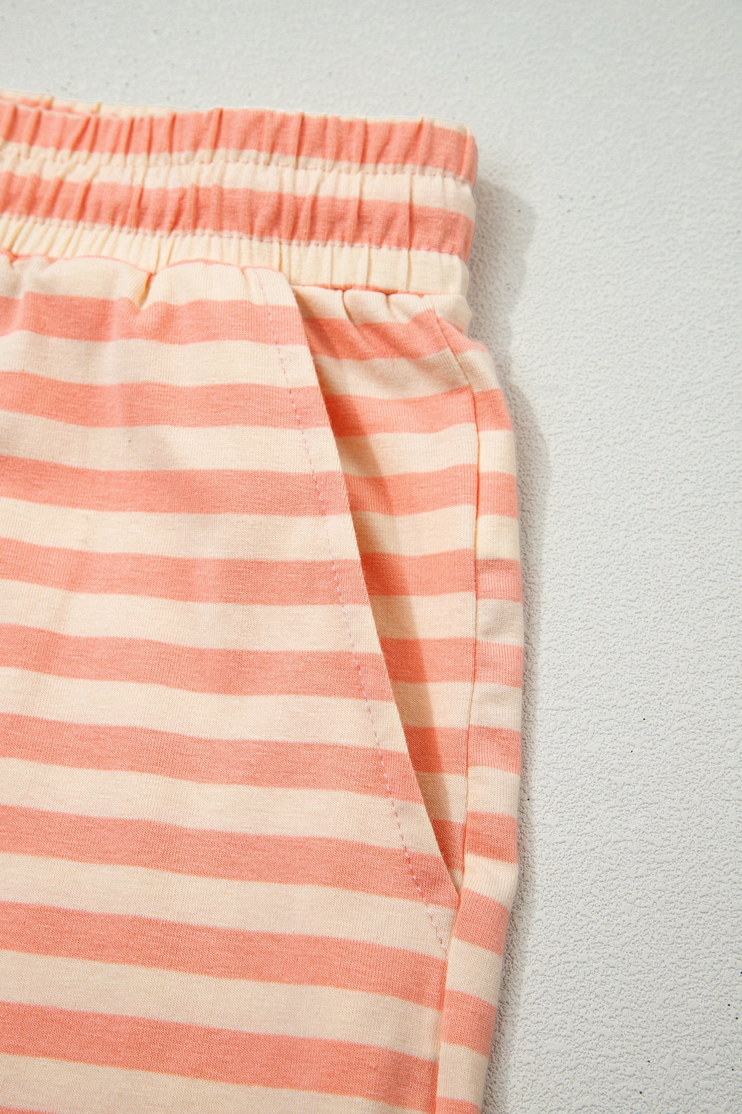 Stripe Drop Shoulder T Shirt and Shorts Plus Size Summer Set