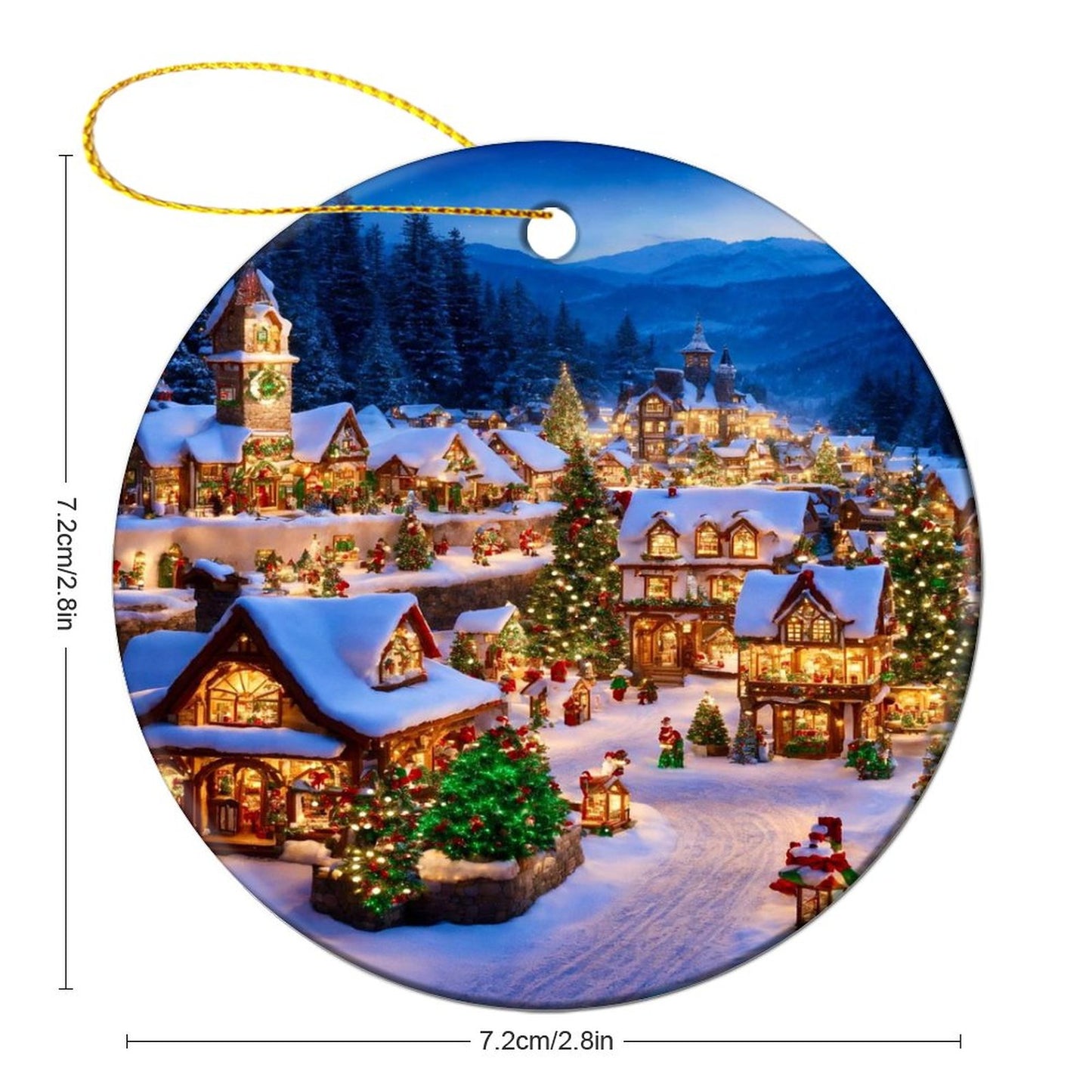 Round Christmas Ceramic Ornament (Glossy Surface)