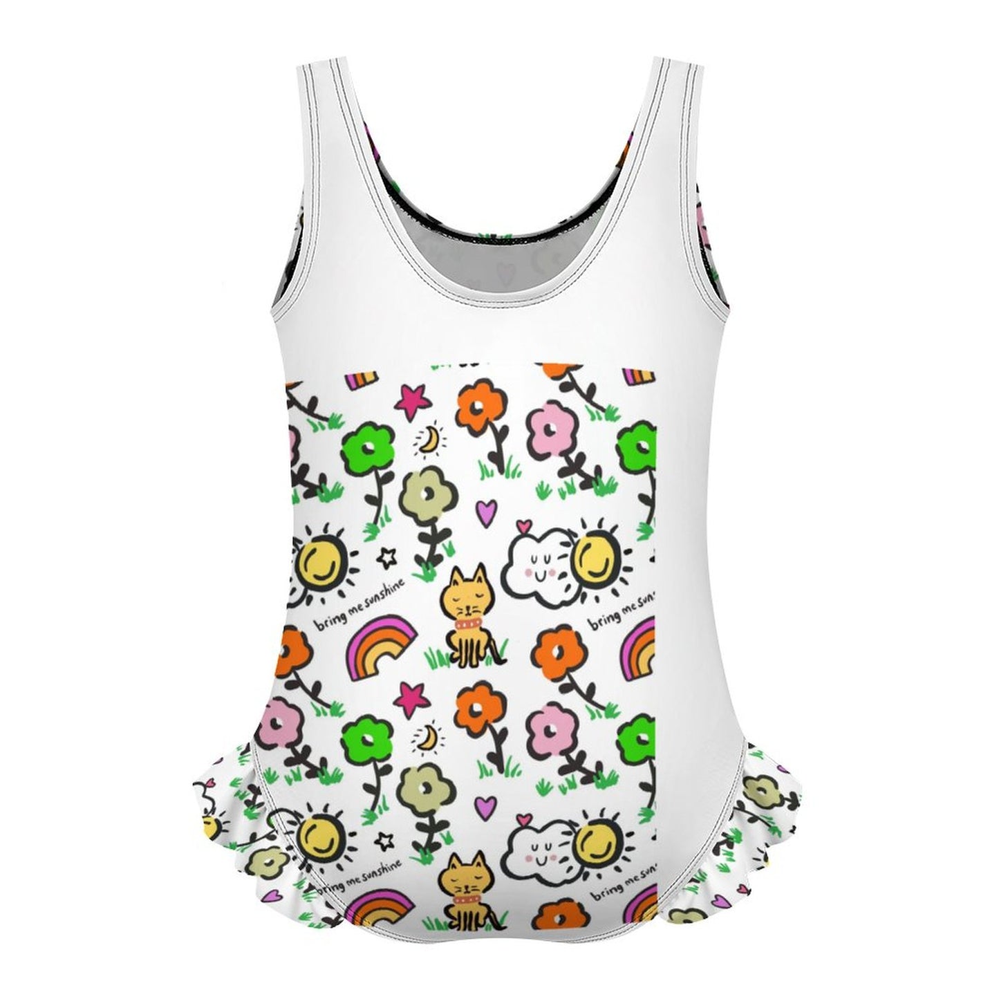 Girls Ruffle Trim One Piece Swimwear