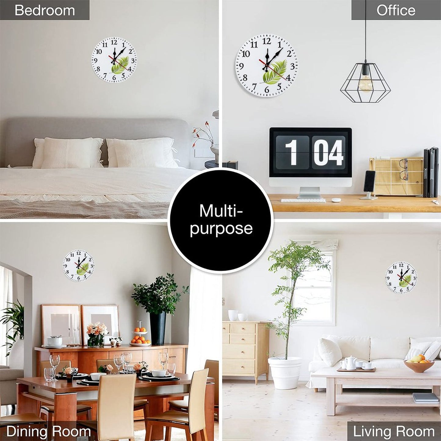 Modern Wooden Wall Clock Fern
