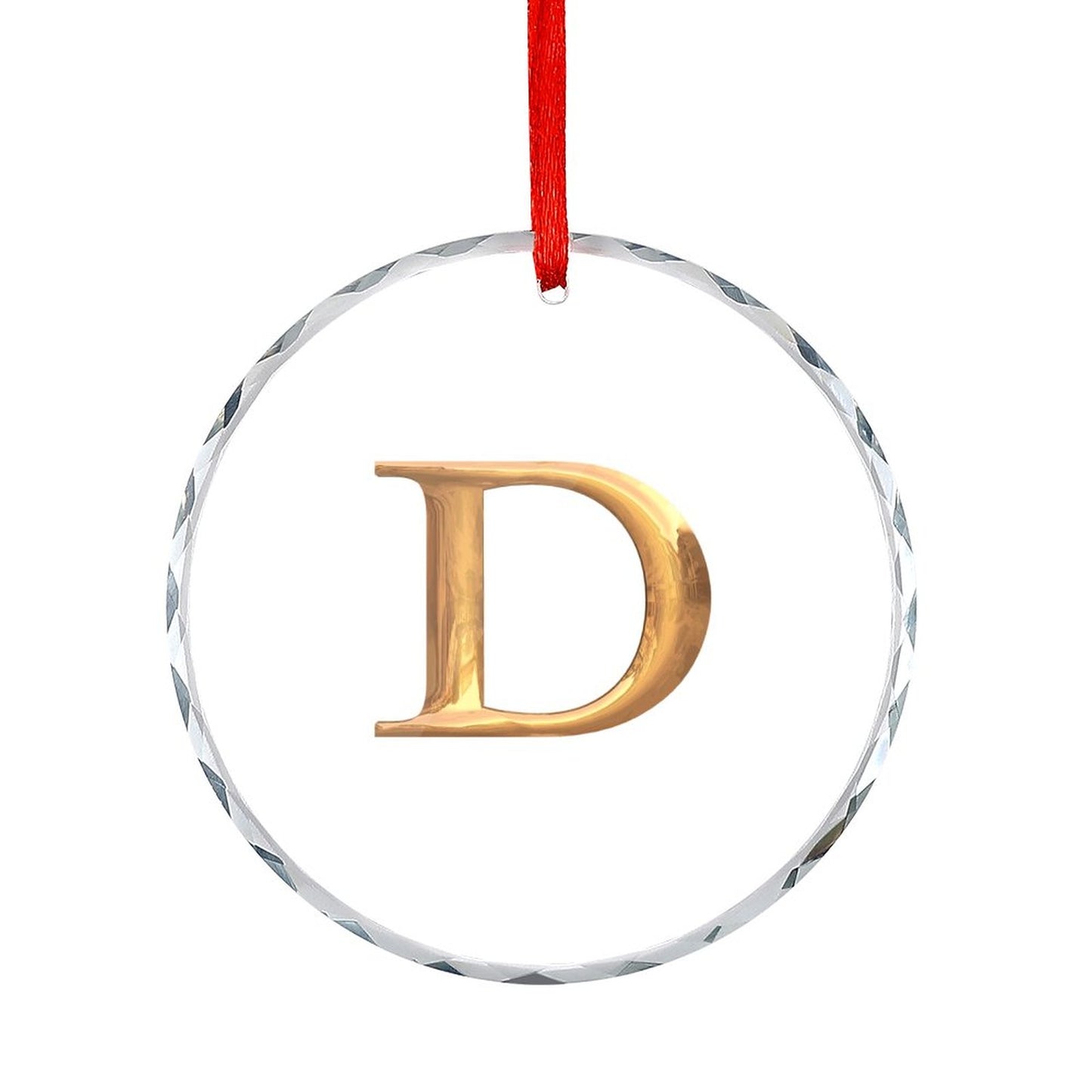 Glass Circular Ornament Pendant - Letter D