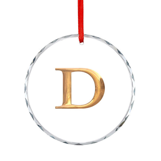 Glass Circular Ornament Pendant - Letter D
