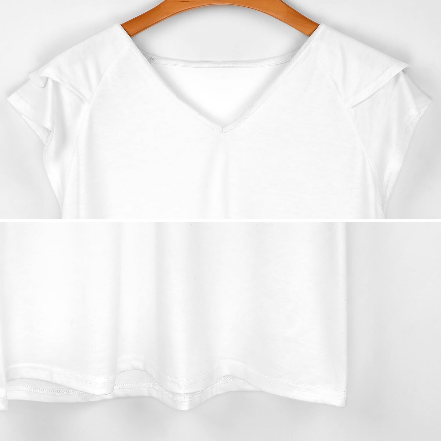 Cooling Polyester Ruffle V-Neck T-Shirt