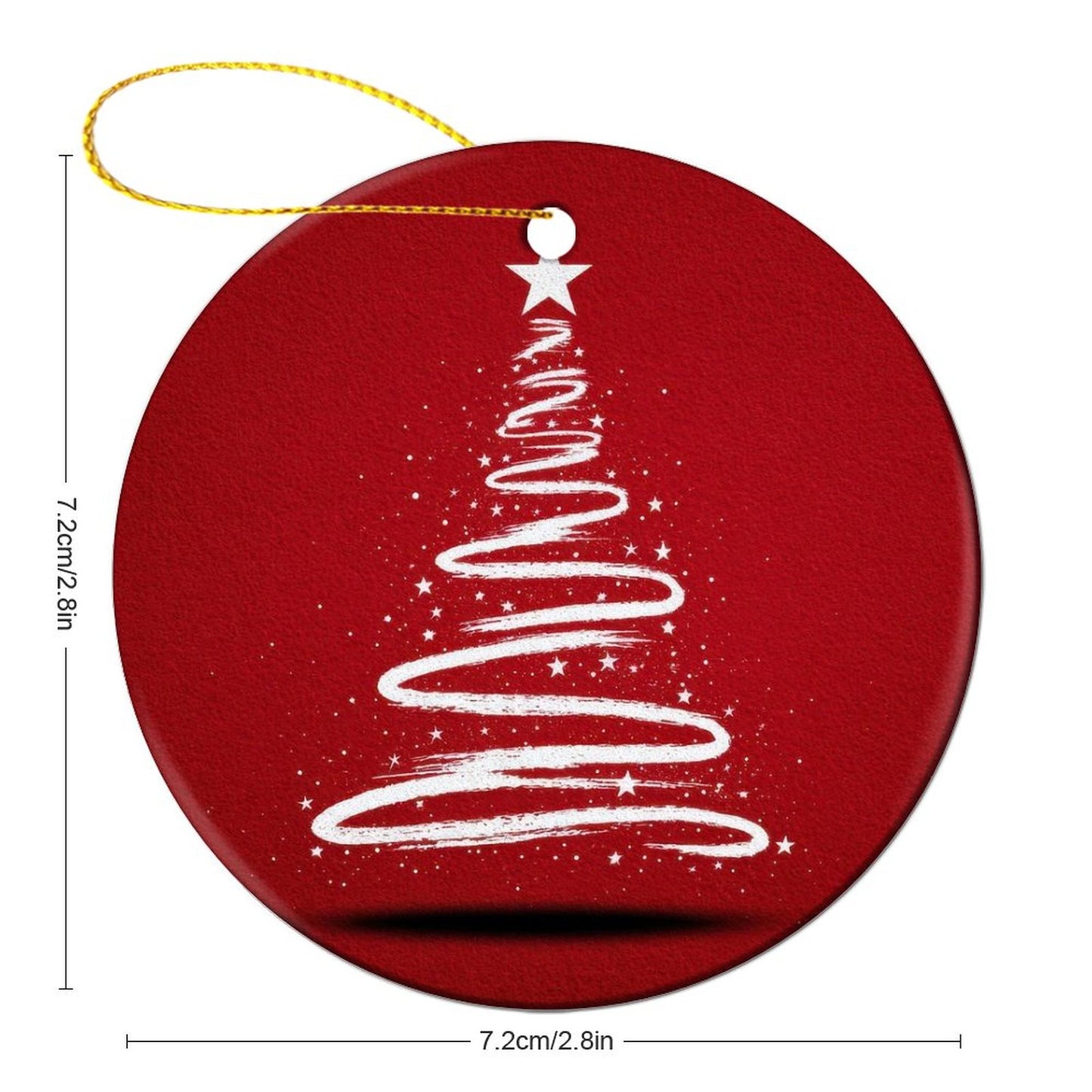 Round Christmas Ceramic Ornament (Glossy Surface) - Tree