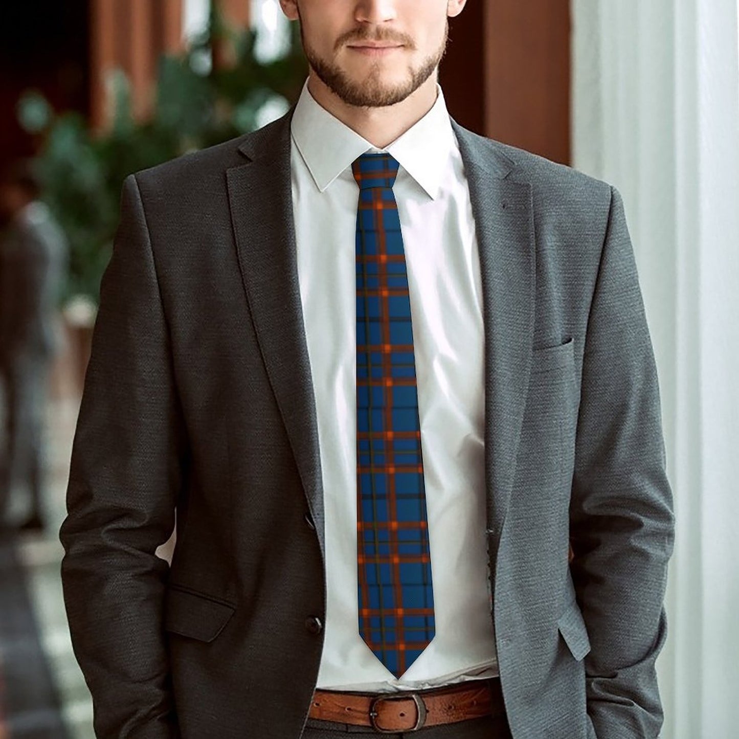 Men's Formal Tie - Blue Plaid