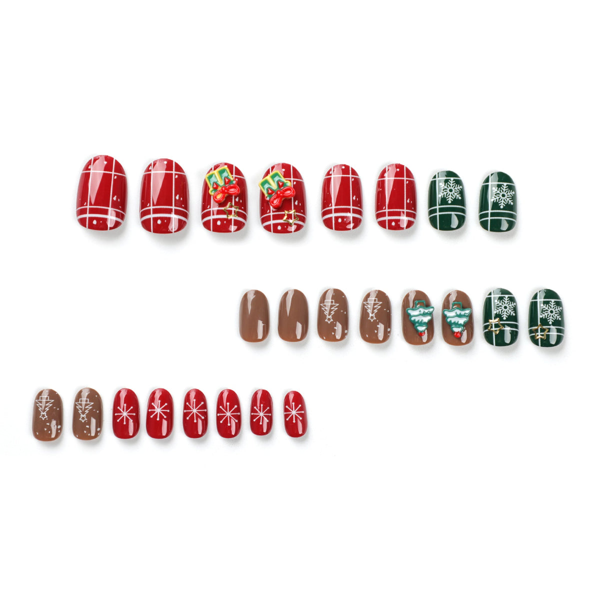 Christmas nails Art False nails Press on nails in Autumn and Winter Removable nails Art Tablets nails Stickers – Image 3