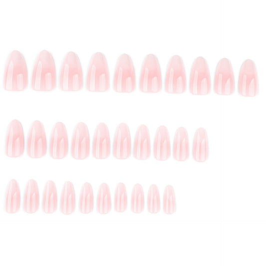 30 pcs simple French pink and white gradual change almond-shaped – Image 2