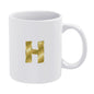 14oz White Ceramic Mug with Handle - Letter H
