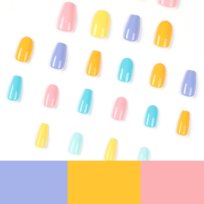 Press-on nails wholesale five-color removable manicure short ballet medium round double spell manicure patch – Image 4