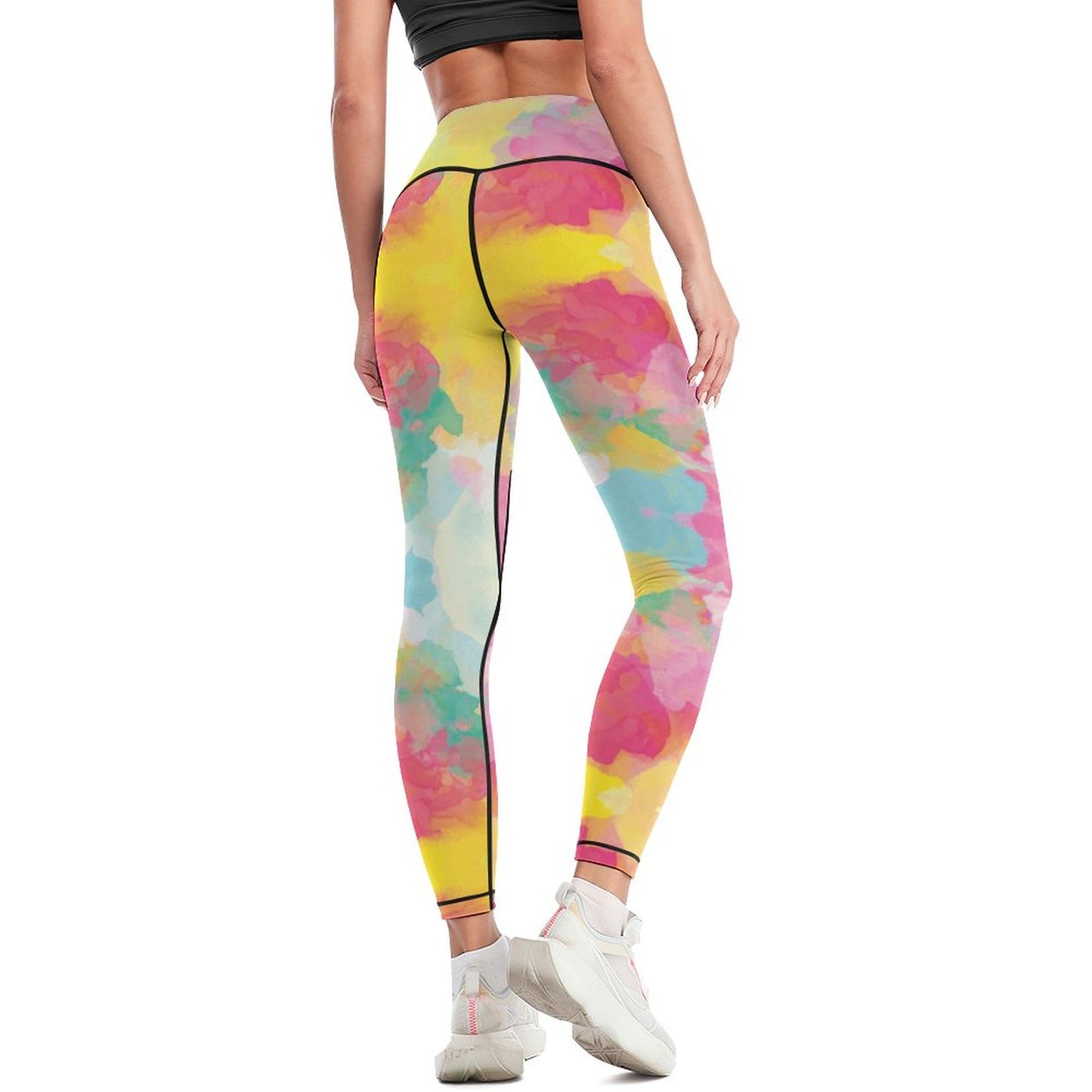 Women Workout Yoga Pants with Lines YJ033 (All-Over Printing)