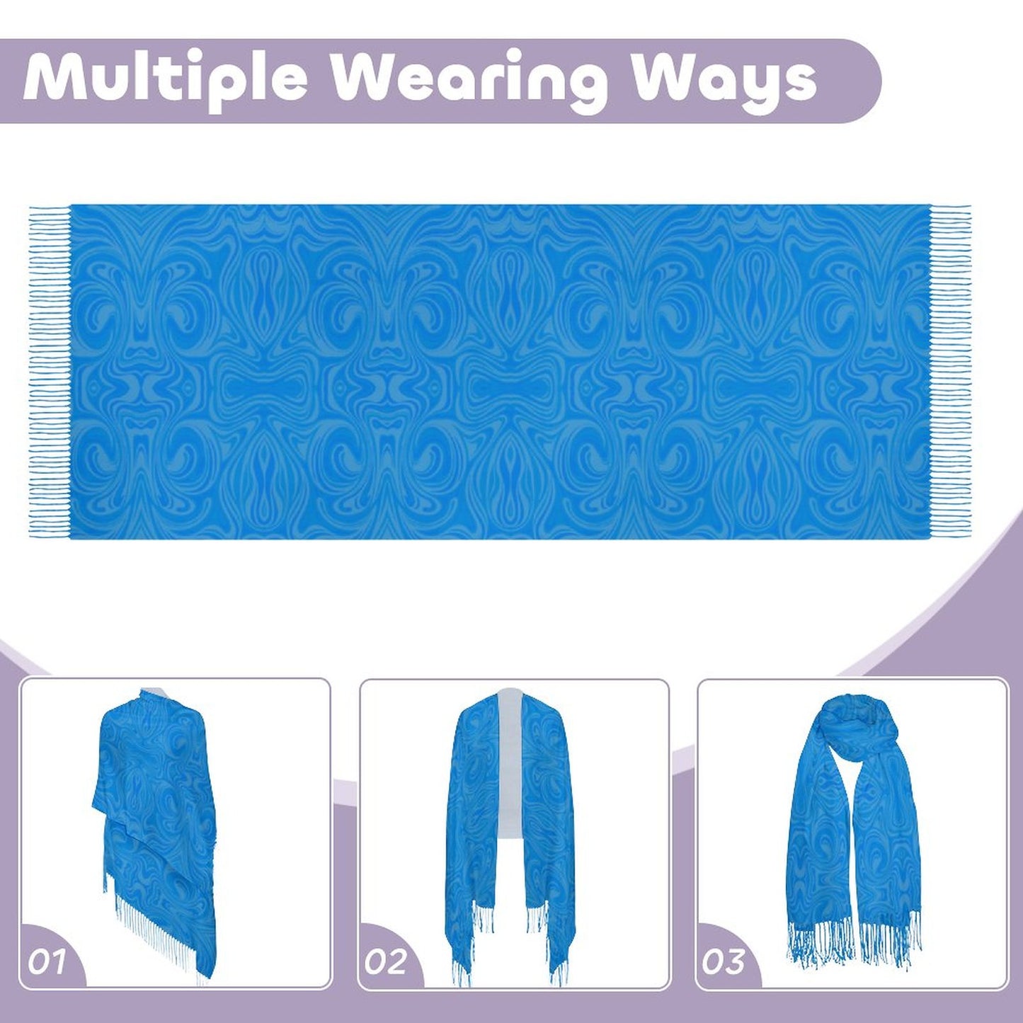 Cashmere-like Tassel Scarf Blue