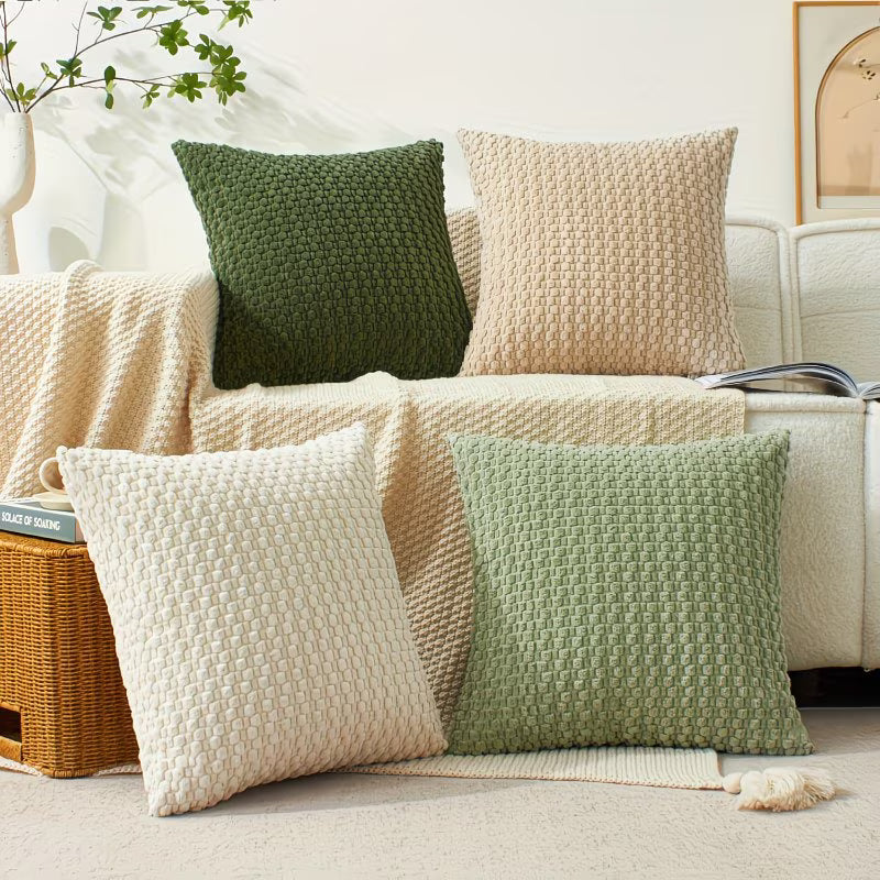 4 pack Soft Velvet Modern Double-Sided Design Sofa Pillowcases, Office Chair Backrest Pillowcases, Bedside Cushion Covers, And Machine-Washable Sofa And Bed Decorative Cushion Covers. 18 x 18