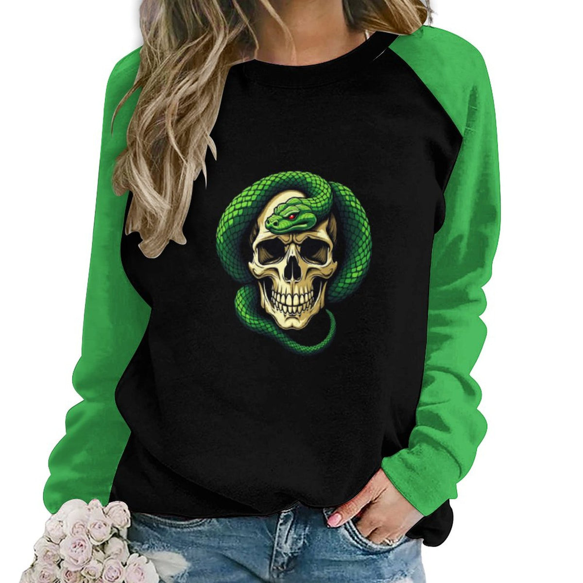 Skull and Snake Sweatshirt Designs Raglan Style