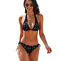 Two Piece Halter Swimsuit Purple Flowers