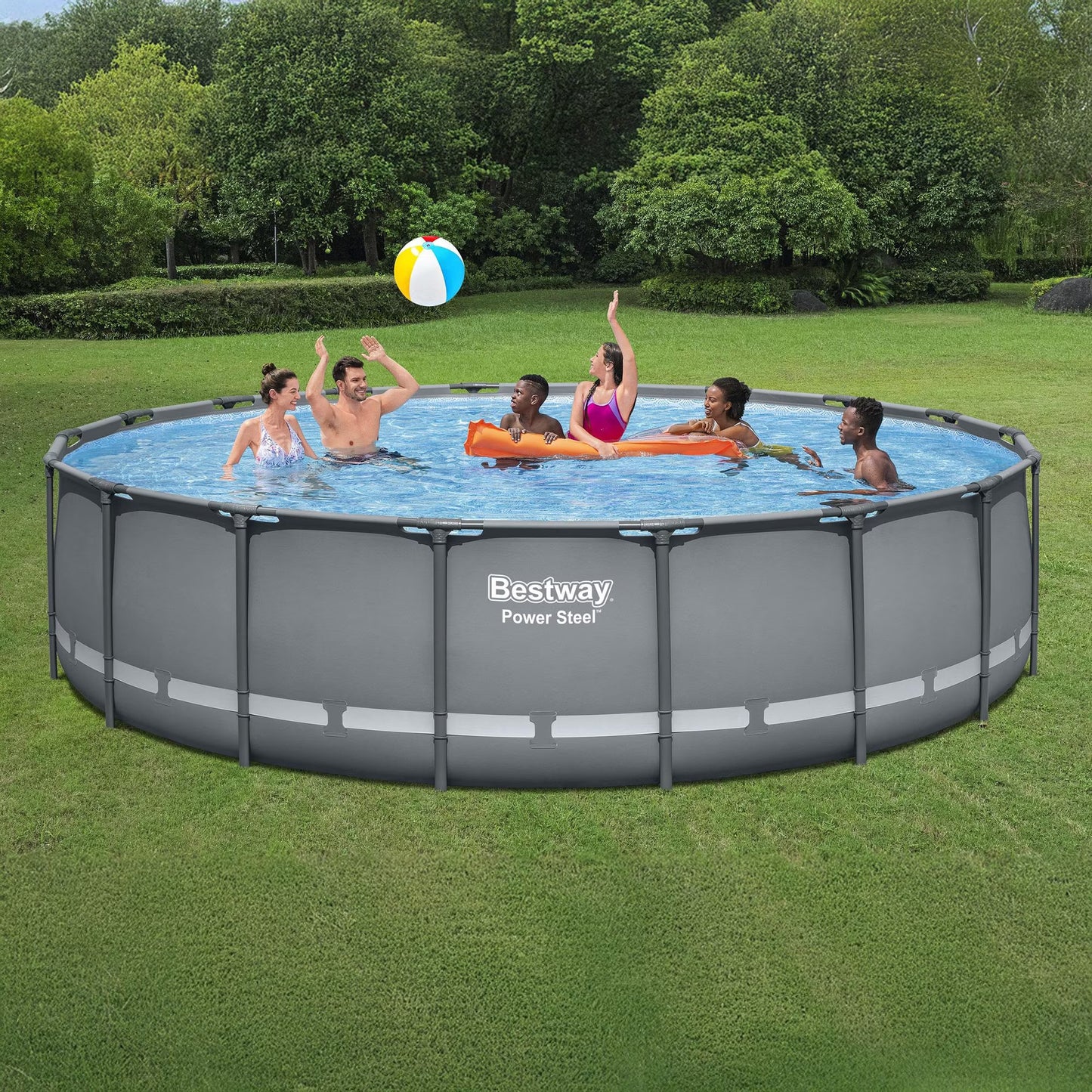 Power Steel 18’ x 48” Round Above Ground Pool Set