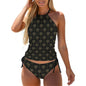 2-Piece Women's Tankini Set with High Neck Halter Top