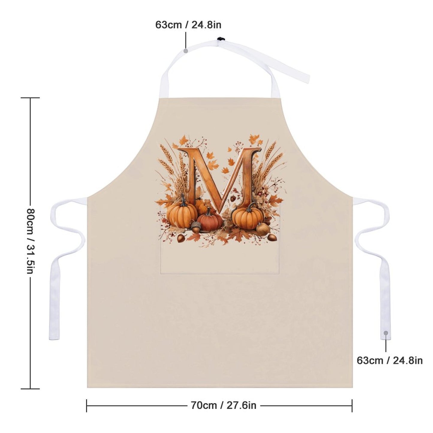 Adult Apron with Pocket - Thanksgiving Letter M