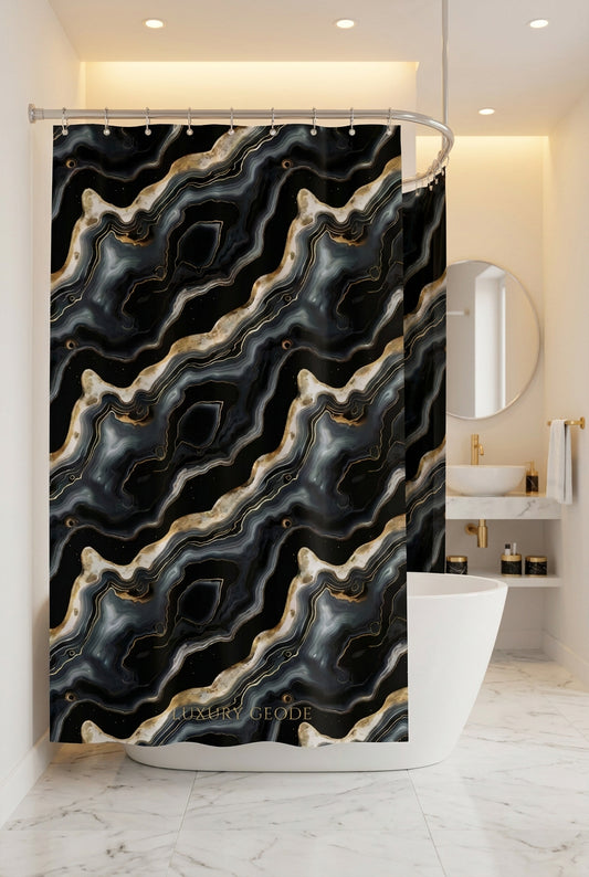 Black Marble Shower Curtain