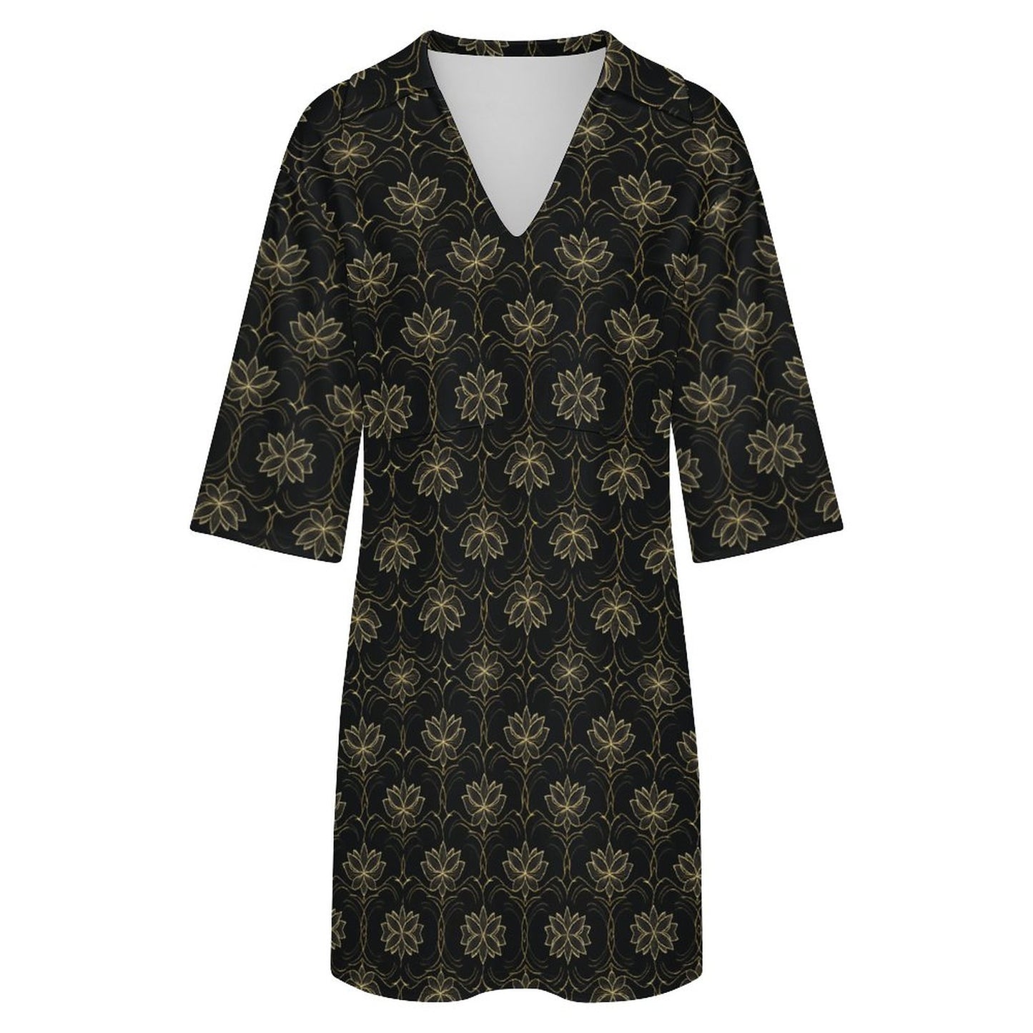 180gsm V-neck Dress for Women(All-Over Printing)