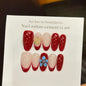 365nails: "Crimson Bloom" – 3D Floral French Tip Handmade Almond Nails – Image 3
