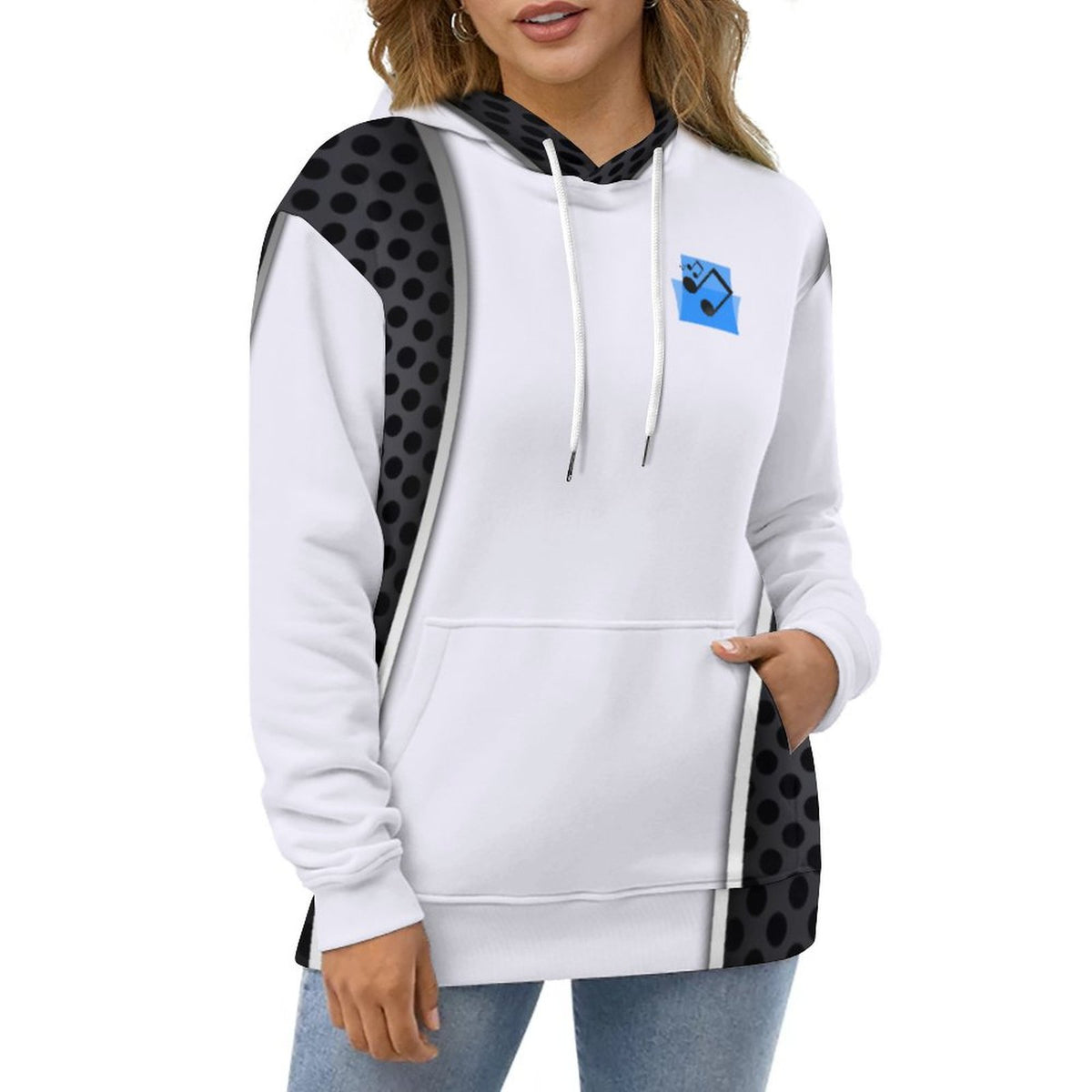 Men's Cool Hoodie with Double-layer Cap Black and  White