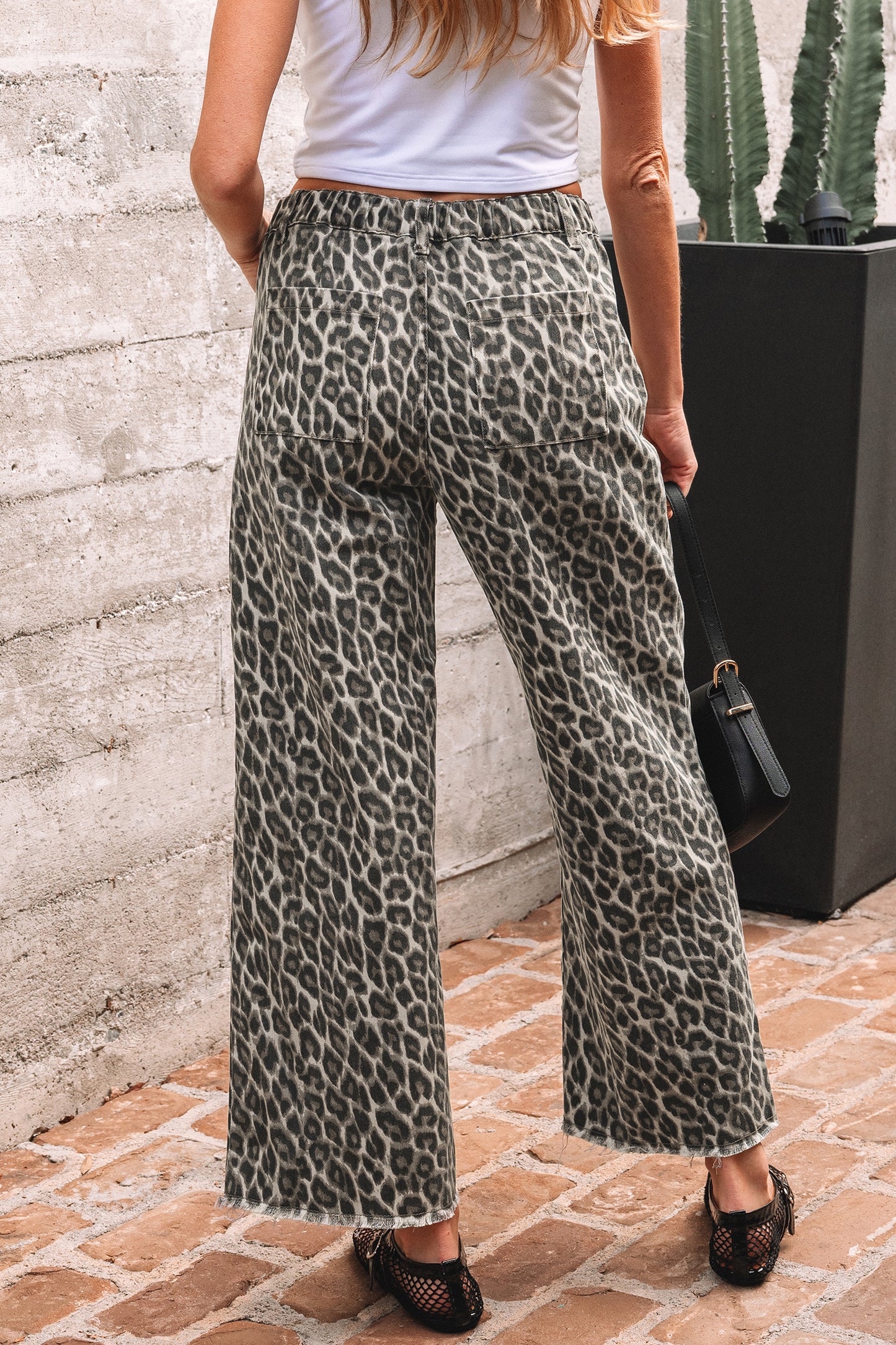 Leopard Straight Loose Leg Jeans