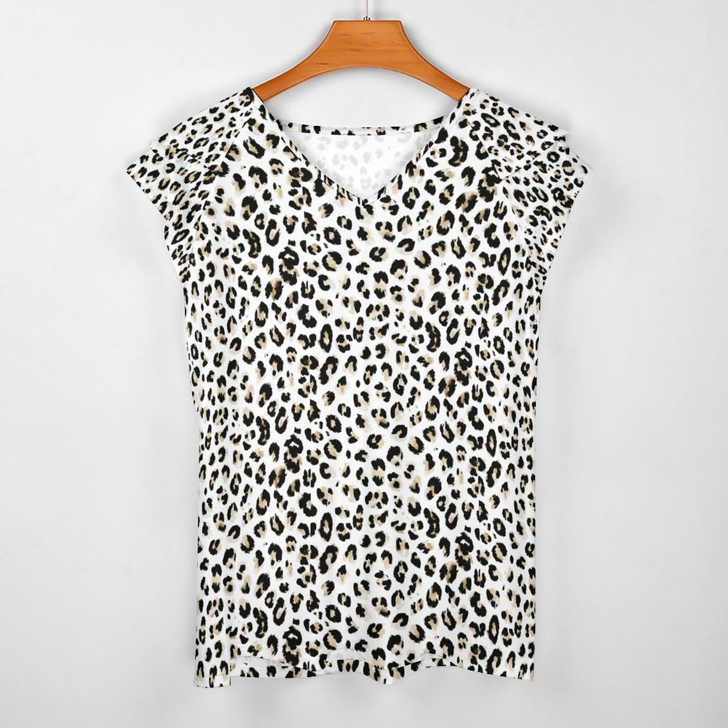 Cooling Polyester Ruffle V-Neck T-Shirt