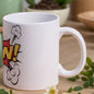14oz White Ceramic Mug with Handle - POW
