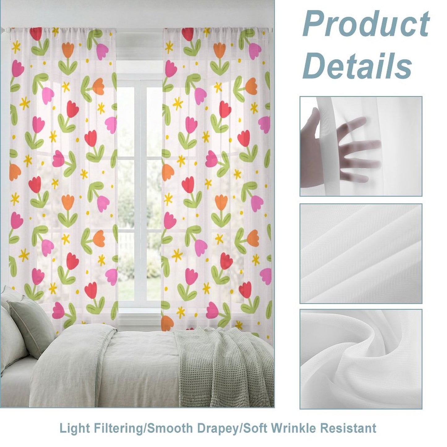 Sheer Curtain Tulips