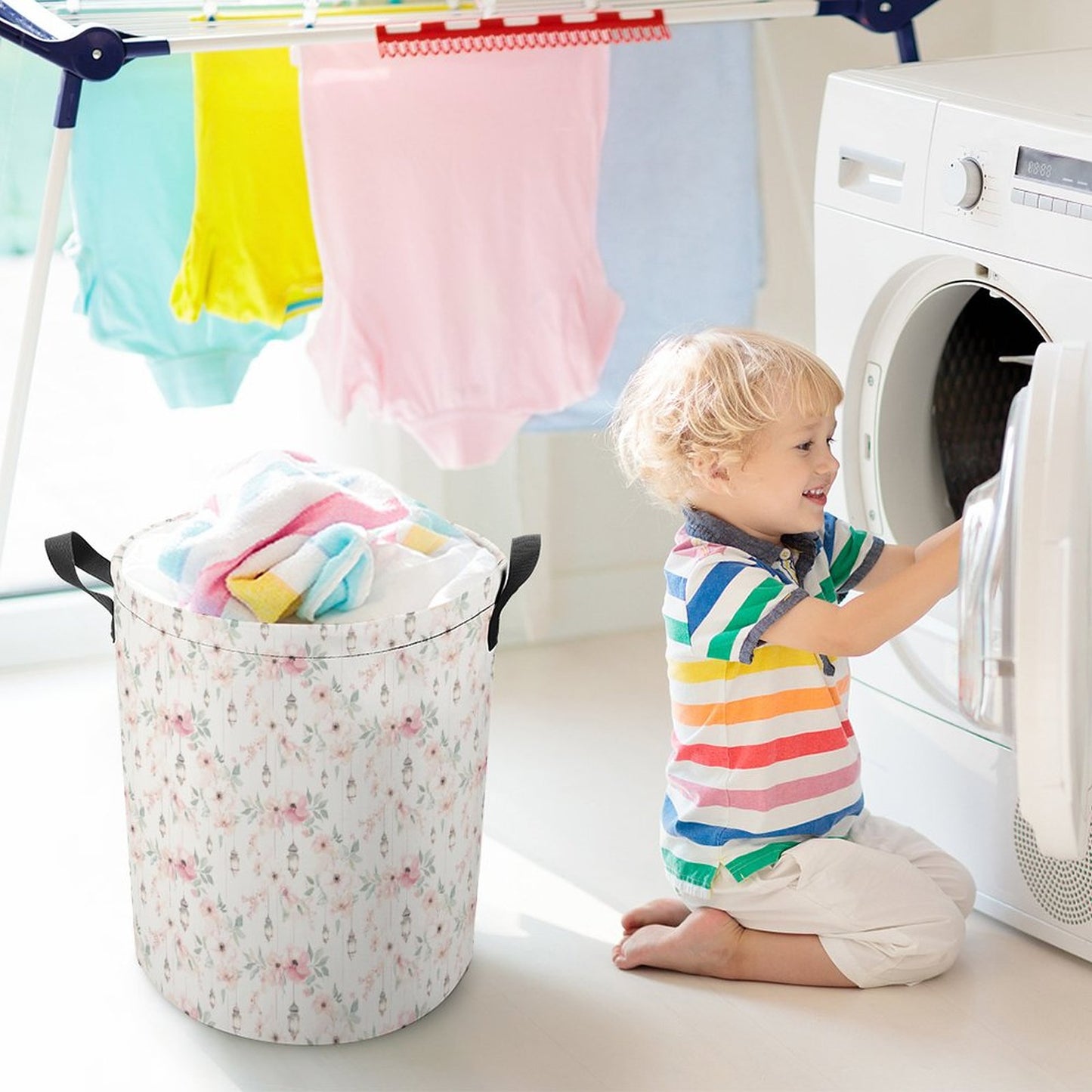 Drawstring collapsible Laundry Basket