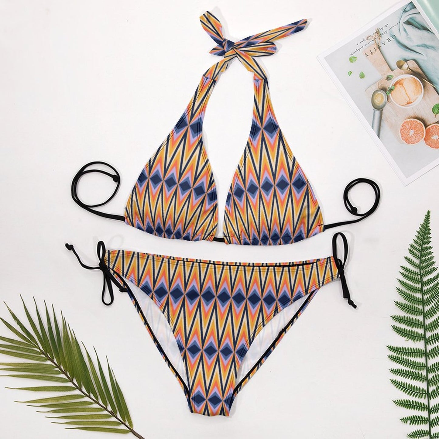 Two Piece Halter Swimsuit Multicolor