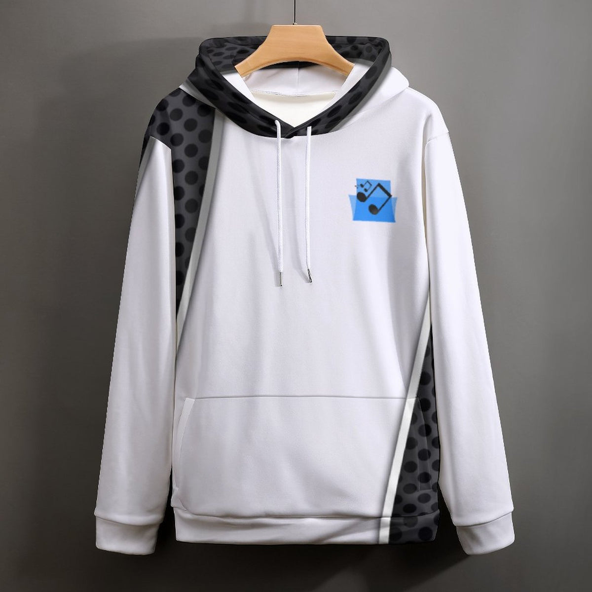 Men's Cool Hoodie with Double-layer Cap Black and  White