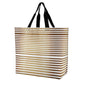 Large One Shoulder Shopping Bag Gold Stripes