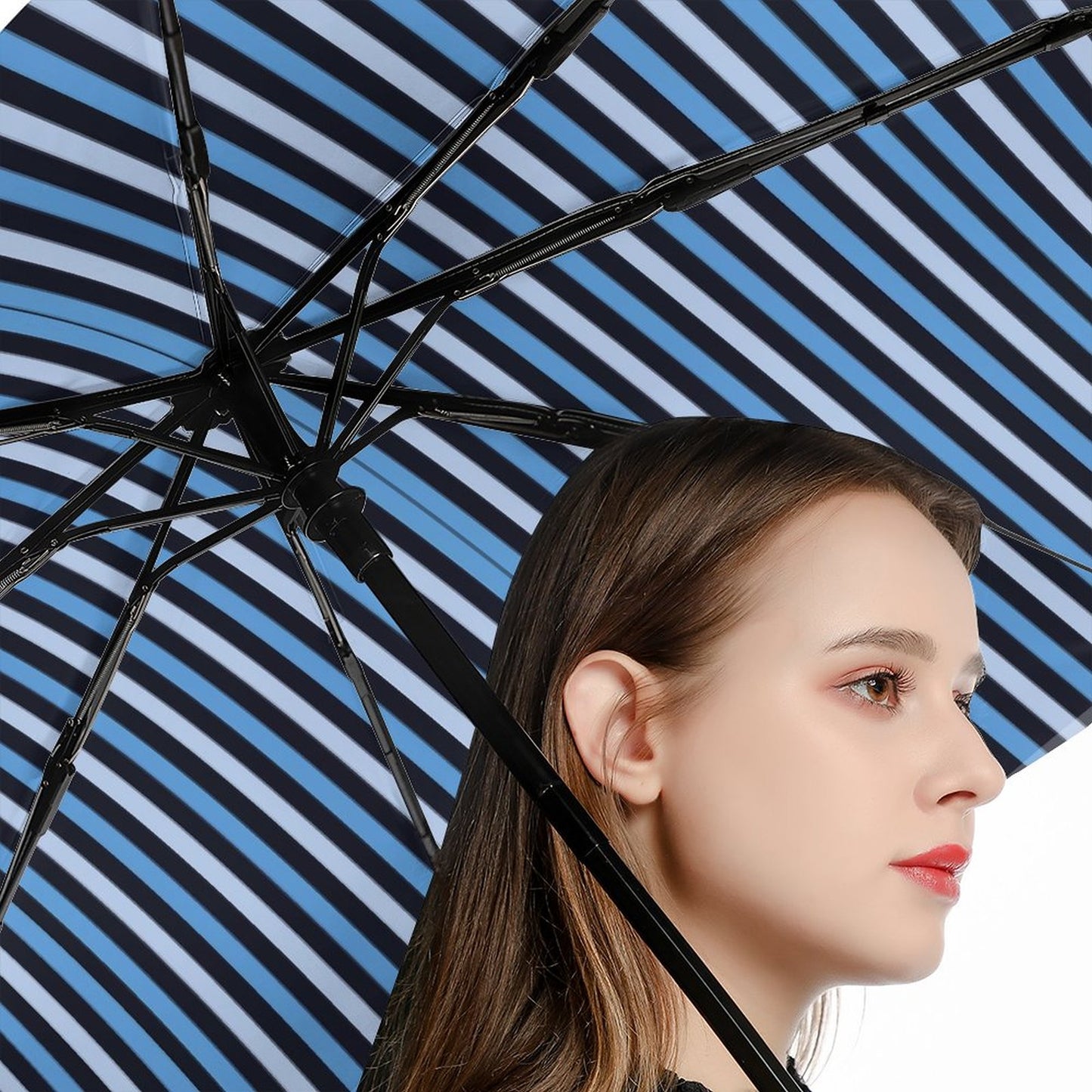 Automatic Umbrella with Hearts Print Inside Pattern ZYS06-8K