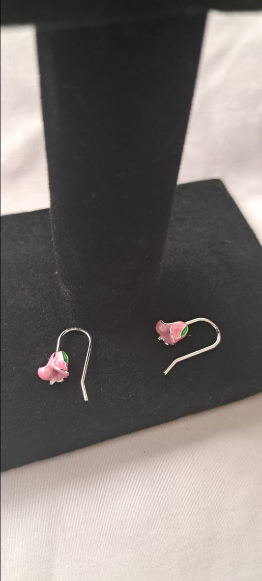 925 Sterling Silver Pink Drop Earrings